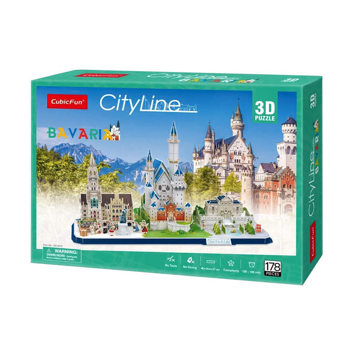 Тривимірна головоломка-конструктор CubicFun CityLine Bavaria, від 4 років, 48*24.4*27 см, 178 деталей (MC267h)